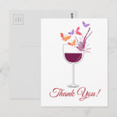 butterfly, red wine, thank you card briefkaart (Voorkant / Achterkant)