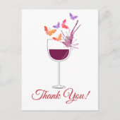 butterfly, red wine, thank you card briefkaart (Voorkant)