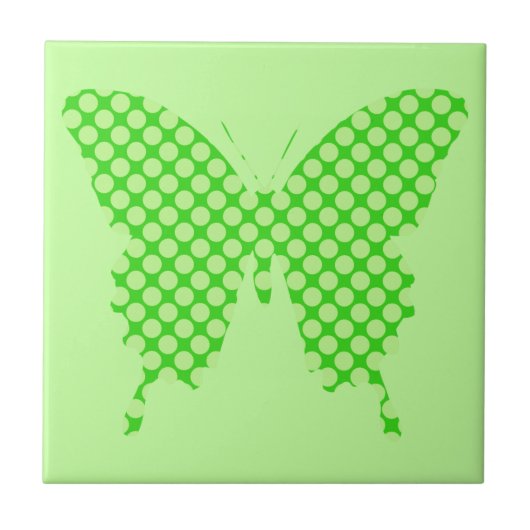 Butterfly, retro-stippen, schoppen van kalkgroen tegeltje (Voorkant)