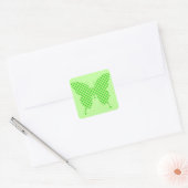 Butterfly, retro-stippen, schoppen van kalkgroen vierkante sticker (Envelop)