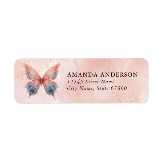 Butterfly Return Address Labels (Voorkant)