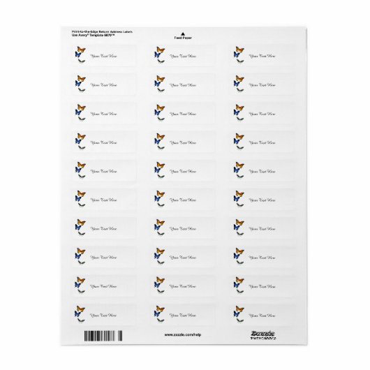 Butterfly Return Address Mailing Labels (Full Sheet)