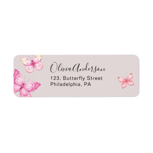 Butterfly Return-adreslabel Etiket (Voorkant)