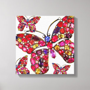 Butterfly Rhinestones  Costume Jewelry Art Canvas Afdruk