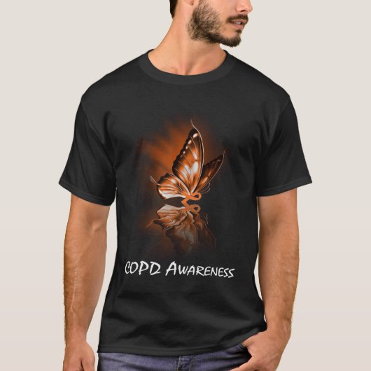 Butterfly Ribbon COPD Awareness T-shirt (Voorkant)