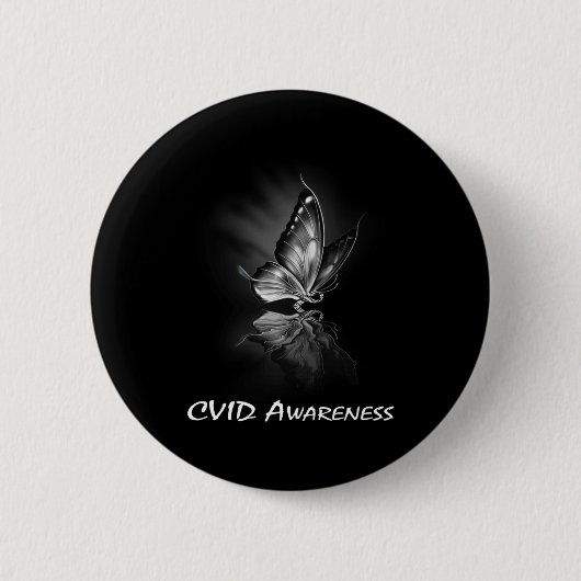 Butterfly Ribbon CVID Awareness Sweatshirt182 Ronde Button 5,7 Cm (Voorkant)