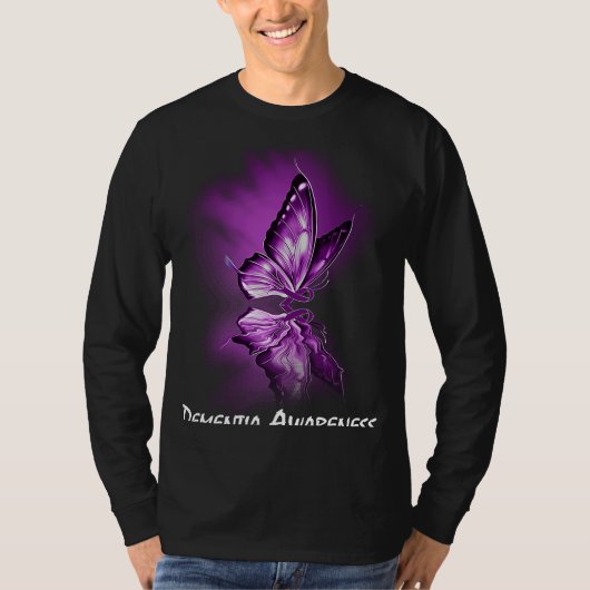 Butterfly Ribbon Dementia Awareness T-shirt (Voorkant)