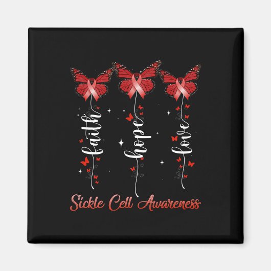 Butterfly Ribbon Faith Hope Love Sickle Cell Aware Magneet (Voorkant)