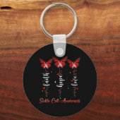 Butterfly Ribbon Faith Hope Love Sickle Cell Aware Sleutelhanger (Achterkant)
