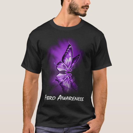 Butterfly Ribbon Fibro Awareness T-shirt (Voorkant)