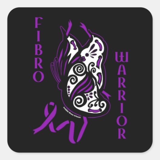 Butterfly/Ribbon...Fibro Vierkante Sticker (Voorkant)