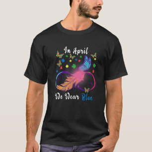 Butterfly Ribbon In April We Wear Blue Autism Awar T-shirt