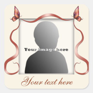 Butterfly Ribbon Photo Square Vierkante Sticker