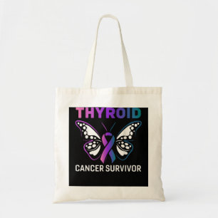 Butterfly Ribbon Thyroid Cancer Surviance Tote Bag