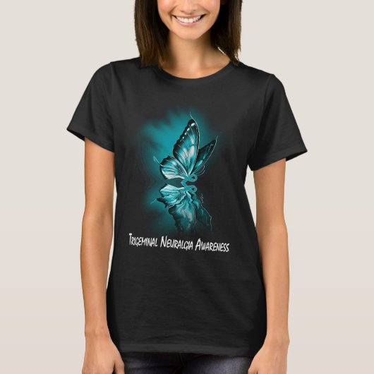 Butterfly Ribbon Trigeminal Neuralgia Awareness T-shirt (Voorkant)