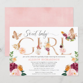 Butterfly Rij door blush roze bordeauxrood meisje Kaart