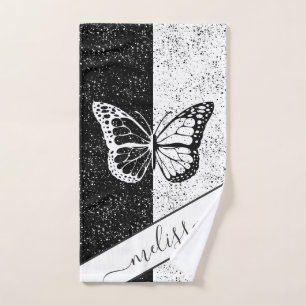 Butterfly Romantic Girly Aesthetics & Elegant Name Handdoek