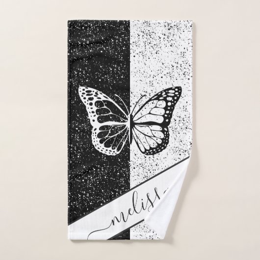 Butterfly Romantic Girly Aesthetics & Elegant Name Handdoek (Handdoek)