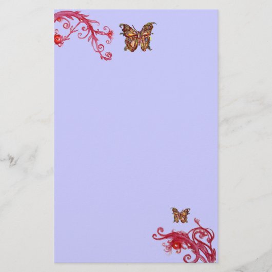 BUTTERFLY, rood roze blauw Briefpapier (Voorkant)