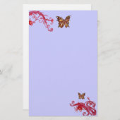 BUTTERFLY, rood roze blauw Briefpapier (Voorkant / Achterkant)