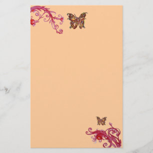 BUTTERFLY, rood roze licht oranje Briefpapier