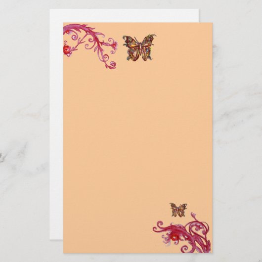 BUTTERFLY, rood roze licht oranje Briefpapier (Voorkant / Achterkant)