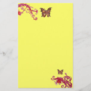 BUTTERFLY, rood roze lichtgeel Briefpapier