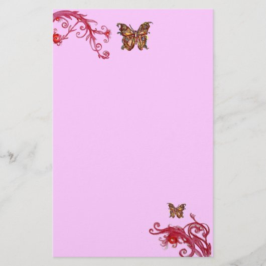 BUTTERFLY, rood roze violet Briefpapier (Voorkant)