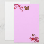 BUTTERFLY, rood roze violet Briefpapier (Voorkant / Achterkant)