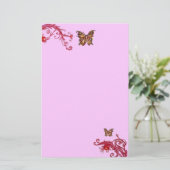 BUTTERFLY, rood roze violet Briefpapier (Staand voorkant)