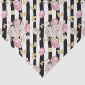 Butterfly Roos Daisy Floral Black White Stripe Tissuepapier (Detail)