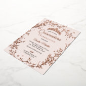 Butterfly Roos Gold Leaf Krans Quinceanera Folie Uitnodiging (Gedraaid)