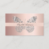 Butterfly roos gold silver QR code social media Visitekaartje (Voorkant)