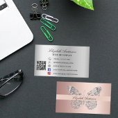 Butterfly roos gold silver QR code social media Visitekaartje