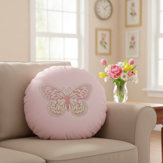 Butterfly Round Pillow Rond Kussen (Creator heeft geüpload)