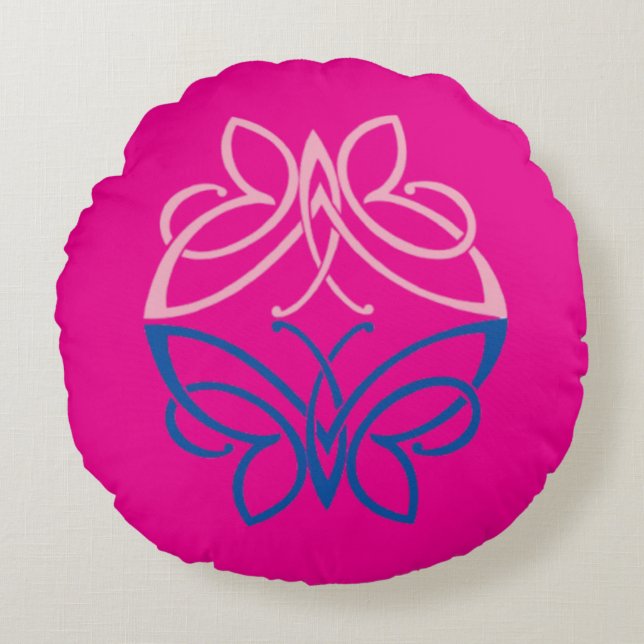 Butterfly Round Pillow Rond Kussen (Voorkant)