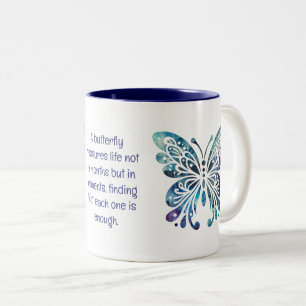 Butterfly - Royal Blues, Purples & Greens met Quot Tweekleurige Koffiemok
