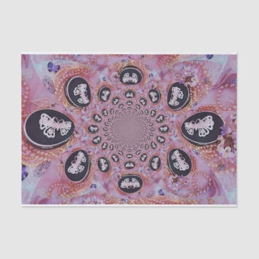  Butterfly Roze Chic Elegant Pearls Tissuepapier (Voorkant)