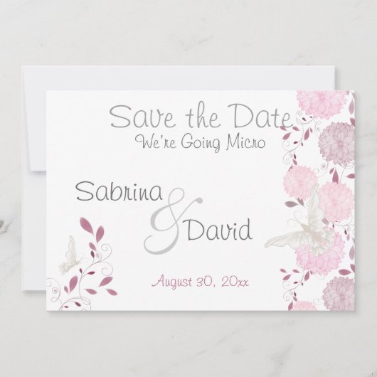 Butterfly roze chrysanthemum Save the Date (Voorkant)