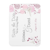 Butterfly roze chrysanthemums sparen de datum magneet (Verticaal)