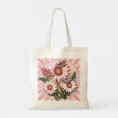 Butterfly roze Daisies Tote Bag (Achterkant)
