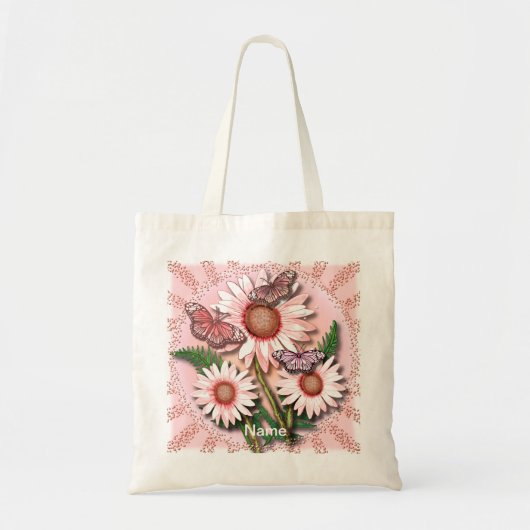Butterfly roze Daisies Tote Bag (Voorkant)