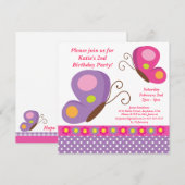 Butterfly - Roze en Paarse uitnodiging (Voorkant / Achterkant)