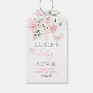 Butterfly Roze florale Baby shower Gift Label Cadeaulabel