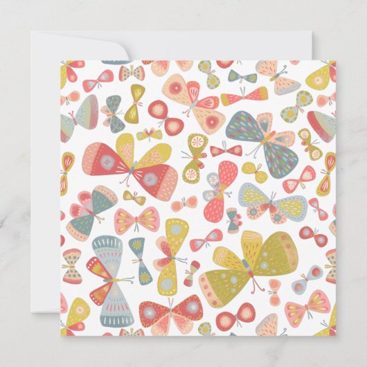 Butterfly roze Green Engagement Party Kaart (Achterkant)