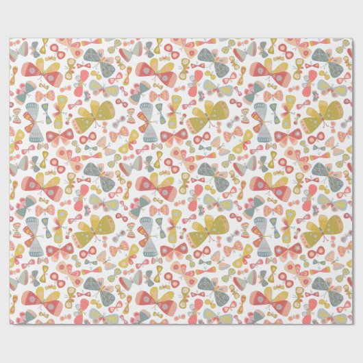 Butterfly roze groen cadeaupapier (Vlak)