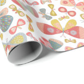 Butterfly roze groen cadeaupapier (Rol Hoek)