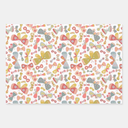 Butterfly roze groen inpakpapier vel (Voorkant 2)