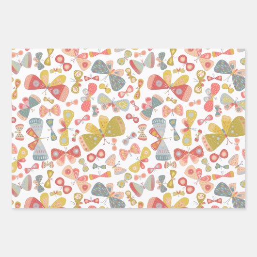 Butterfly roze groen inpakpapier vel (Voorkant)