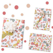 Butterfly roze groen inpakpapier vel